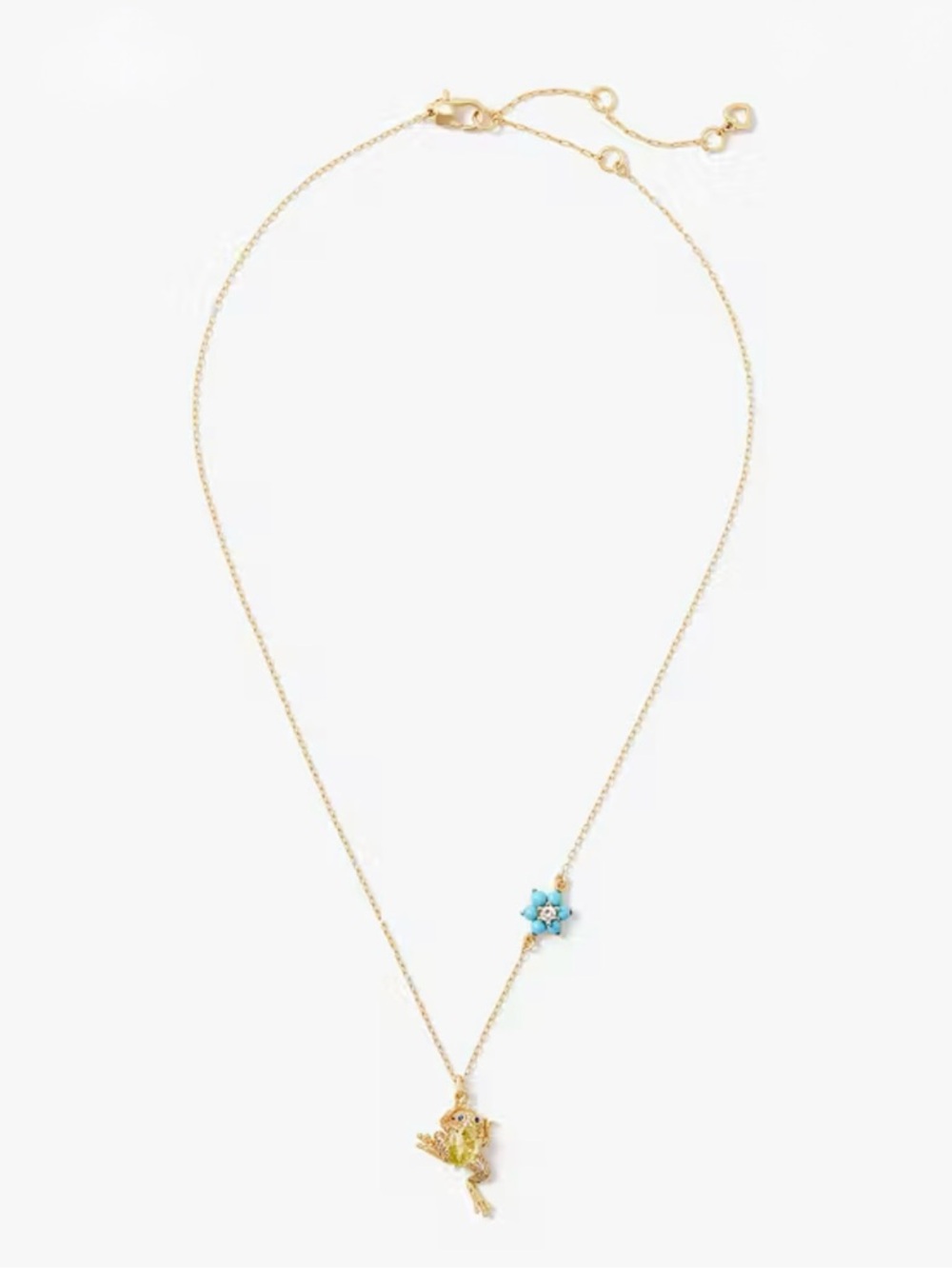 Kate Spade NY Nature Walk Frog pendant and drop earring set blue green gift new - Picture 2 of 10